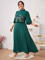  Regular Fit Embroidery Elegant Plus Size Dresses 856