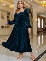  Dark Green Regular Fit Plus Size Dresses 476