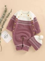 Casual Round Neck Button Front Baby  Mom 8329