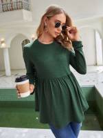  Plain Long Sleeve Ruffle Hem Maternity Tops 20