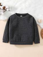 Plain Long Sleeve Regular Dark Grey Baby Clothing 4899