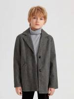 Lapel Regular Fit Long Sleeve Boys Overcoats 6639