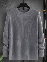 Rib-Knit Dark Grey Regular Plain Men Clothing 46