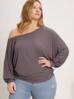 Asymmetrical Neck Regular Oversized Plus Size T-shirts 2132