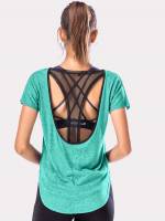  Backless Short Sleeve Regular Fit Women Active Tops 7588