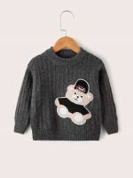 Long Sleeve Patched Regular Fit Cartoon Kids Clothing 3739