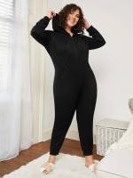  Pocket Long Sleeve Dark Grey Women Plus Sleep  Lounge 7135