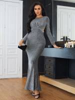 Maxi Glamorous Plain Dark Grey Weddings  Events 1193