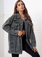  Long Sleeve Regular Fit Collar Women Denim Jackets  Coats 2304