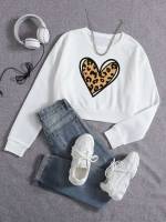  Heart Round Neck Long Sleeve Women Sweatshirts 4013