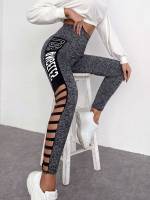  Dark Grey Cut Out Letter Women Clothing 190