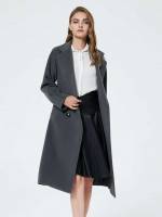 Regular Fit Plain Lapel Women Overcoats 979