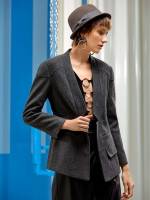  Dark Grey Long Long Sleeve Women Overcoats 887