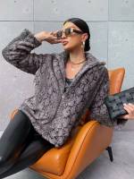 Casual Dark Grey Regular Fit Women Faux Fur Coats 9615