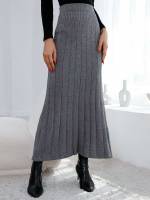   Dark Grey Women Sweater Skirts 7639