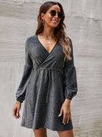 Plain Wrap Short Dark Grey Women Dresses 511