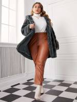  Plain Regular Fit Plus Size Outerwears 5940