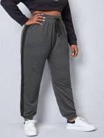  Dark Grey Pocket Regular Fit Plus Size Sweatpants 3639