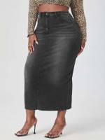   Dark Grey Plus Size Denim 8544