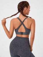 Dark Grey Criss Cross Women Activewear 1972