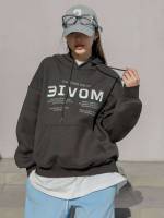 Drawstring Hooded Regular Oversized Women Clothing 839