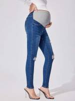  Pocket Colorblock Dark Wash Maternity Denim 5640