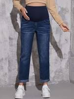 Regular Fit Colorblock Pocket Maternity Denim 8098