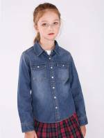 Regular Plain Regular Fit Casual Girls Denim 6163