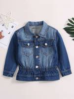  Pocket Collar Casual Toddler Girls Denim 4930