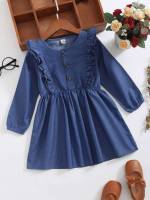 Cute Regular Fit Short Dark Wash Toddler Girls Clothing 112