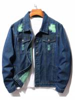 Regular Collar Long Sleeve Men Denim Jackets 58