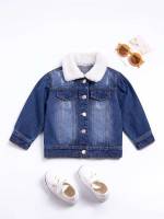 Casual Dark Wash Regular Fit Button Front Kids Clothing 8107