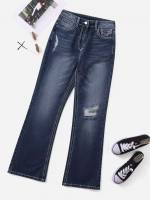 Long Ripped  Women Denim 1239