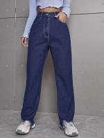 Dark Wash Button  Women Denim 4871