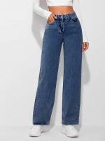  Dark Wash Button Women Denim 9612