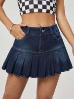  Plain Women Denim Skirts 690