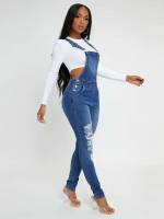  Regular Fit Sleeveless Women Denim Overalls  Jumpsuits 5253