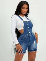 Sleeveless Straps Preppy Short Women Denim 9248