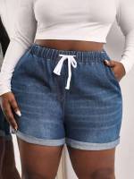 Drawstring  Plus Size Denim 4906