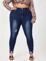 Skinny Dark Wash Long Plus Size Denim 6292