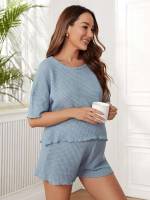 Casual Dusty Blue Plain Maternity Lingerie  Loungewear 764