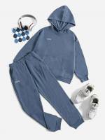  Long Sleeve Dusty Blue Hooded Kids Clothing 7253