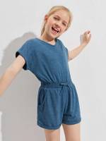  Short Dusty Blue Regular Fit Girls Jumpsuits 7197