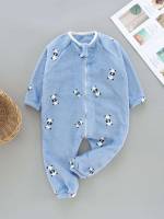 Long Dusty Blue Cartoon Round Neck Toddler Boy Jumpsuits 646