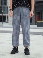 Plaid Dusty Blue Men Bottoms 769