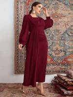 Regular Fit Elegant Long Long Sleeve Plus Size Dresses 9802