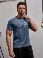  Slogan Short Sleeve Men Activewear 3435