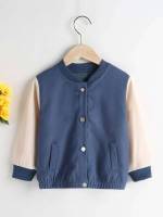  Dusty Blue Long Sleeve Preppy Toddler Boy Jackets 8634