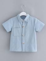 Pocket Plain Short Sleeve Regular Kids Clothing 4464