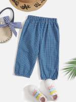 Dusty Blue Plaid Preppy Toddler Girl Pants 3531